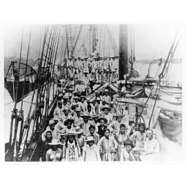 Indentured labourers on the deck of a schooner