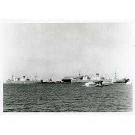 Flying boat in the harbour, 1945