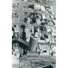 Aerial view of the city area along Stokes Street, Townsville, 1977