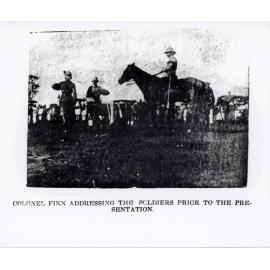 Colonel Finn addressing the soldiers prior to the presentation of awards and medals, Townsville encampment 1901
