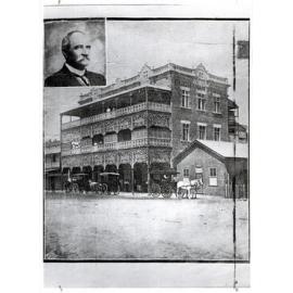 Buchanan's Hotel, Sturt Street, Townsville, with an inset of Mr. David Buchanan, the proprietor, 1913