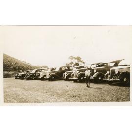 Cars parked on Castle Hill at the official opening of the Castle Hill Road, Townsville, 28 February 1937
