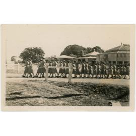 Australian Women's Army Service marching by the camp, North Ward, Townsville 1945