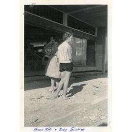 Elaine Mills and Judy Townsend on a break at the new Philip Leong's Garbutt store, Townsville, 1960