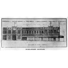 Additions and alterations to premises , corner of Flinders and Stoke Streets, Townsville, Messrs McKimmon and Richardson Limited. Stoke Street frontage. 1913