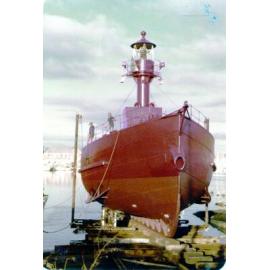 The Carpentaria lightship on the Evans Deakin slipway, Ross Creek, Townsville, April 1979. 