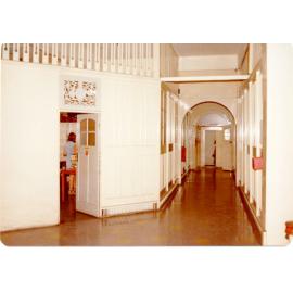 Corridor, library work area, City Building, Townsville, 1978. 