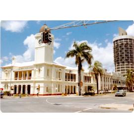 Post Office, Commonwealth Bank and Town Hall, from corner of Denham and Flinders Streets, Townsville, 1978. 