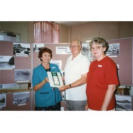 Mr John Mathew and Librarians Joycelyn Brent and Cecilia O'Donnell at the launch of the publication Highways and Byways: the origins of Townsville street names, Townsville, 1995