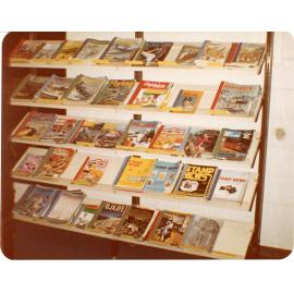 Magazine stand at the Aitkenvale Public Library, Townsville, 1981