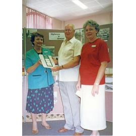 Mr John Mathew and Librarians Joycelyn Brent and Cecilia O'Donnell at the launch of the publication Highways and Byways: the origins of Townsville street names, Townsville, 1995