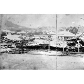 Damage to Whalley and Son's produce store after Cyclone Leonta, 1903 