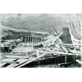 Damage to Daniel Gunn's store and cordial works, Gregory Street, Townsville after Cyclone Leonta, 1903 