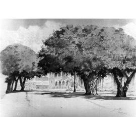 Sketch of the Strand, Townsville, 1930. 