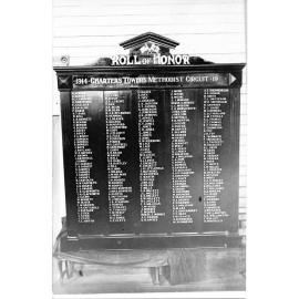 Roll of Honour, Charters Towers Methodist Church, ca.1917