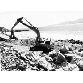 Restoration work on the Strand seawall after Cyclone Althea. 