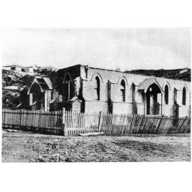 The Wesleyan Church, on the corner of Stokes and Wills Streets, unroofed by Cyclone Leonta 