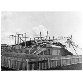 Damage to the Grandstand at Cluden racecourse, caused by Cyclone Leonta 
