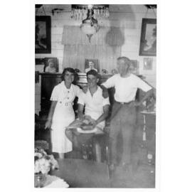 Vincent Parker with his mother and father, Edith and Jack Parker, at Purono. 