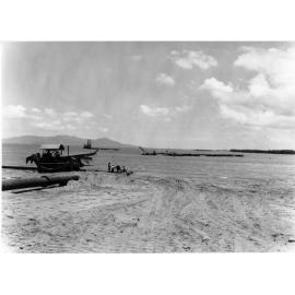 Suction dredge and pipeline, Harbour Board reclamation, South Townsville, 1967 