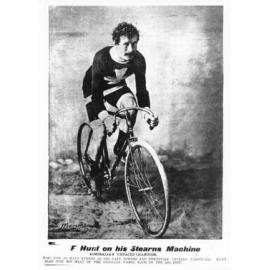 F. Hunt on his Stearns machine, 23 July 1900