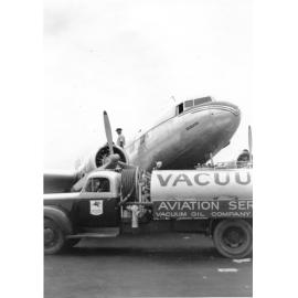 A C47 plane being refuelled at the Garbutt airport, Townsville. 