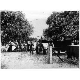 Olsen's gang of canecutters at their camp, Kalamia plantation, Burdekin Delta, 1907