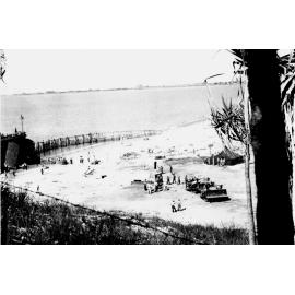 Landing barges at the Townsville Strand, circa 1942
