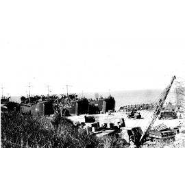 Landing barges at the Townsville Strand, circa 1942
