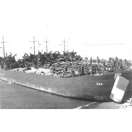 Landing barges at the Townsville Strand, circa 1942