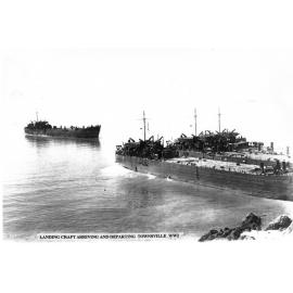Landing craft arriving and departing at the Townsville Strand, circa 1942