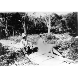 Lorna Cathcart, with her uncle Bill Blee, Picnic Bay, circa 1920's. 