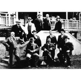 Members of the Townsville Harbour Board outside the Board's office on the Strand, 1903 