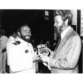 Mayor Mike Reynolds with Naval Commanding Officer, Ian Watts 
