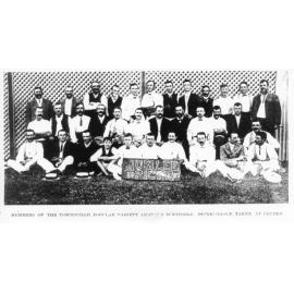 Members of the Popular Variety Amateur Minstrels at their Jubilee picnic at Cluden, 1907. 