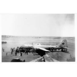 [Visiting B29, with "Waltzing Matilda" painted on the side near the cockpit, RAAF Base Garbutt, Townsville, 1945]. 