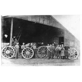 Noble, Peterson and Co., Wheelwrights, corner of Ogden and Stokes Streets, ca 1890