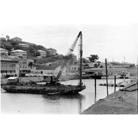 Driving the first pile for the George Roberts Bridge, Townsville, 1974