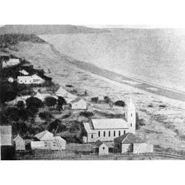 View of the Strand, from Melton Hill, showing the Roman Catholic Vestry, Townsville, 1873