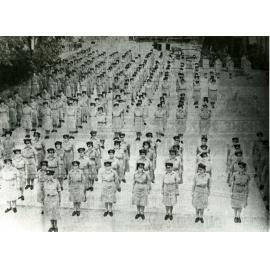 Members of the women's Royal Australian Air force on parade at Saint Patrick's College, the Strand, Townsville, 1942
