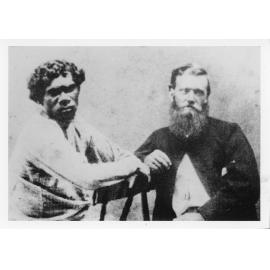 Mark Watt Reid and an Aboriginal stockman at Woodstock station, 1864