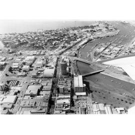 Ross Creek, the Townsville city area, and the Strand, aerial view. 