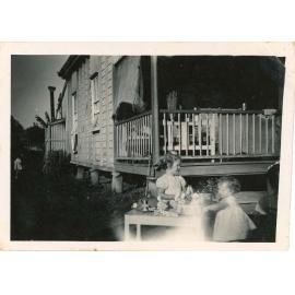 Cathy and Joy Campbell at the Campbell residence in Findlater Street, Oonoonba, Townsville, ca.1953