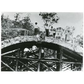 Construction of the bridge over Crystal Creek, Mount Spec Road, ca.1930