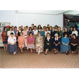 Staff members of the Townsville Public Library photographed at a retirement function, 1994