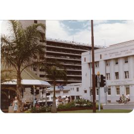 View of the Ogden Street multi-storey carpark from Flinders Mall, Townsville, approximately 1980