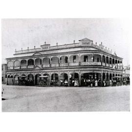 Lowths Hotel, with advertising for Olympia Pictures, corner of Flinders and Stanley Streets, Townsville City, Townsville, 1914
