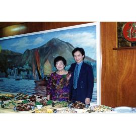 Dorothy Chun Tie 80th birthday celebrations at the Hong Kong Restaurant with her grand nephew, Townsville, 1990
