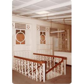 City building stairs to the second floor, Engineers Department, formerly the Day Nursery and the Roof Garden cafe, Flinders Street, Townsville, 1978