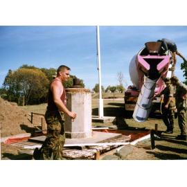 Soldiers relocating the U.S. 5th Air Force Memorial from Belgian Gardens cemetery to Jezzine Barracks, Townsville, 1992